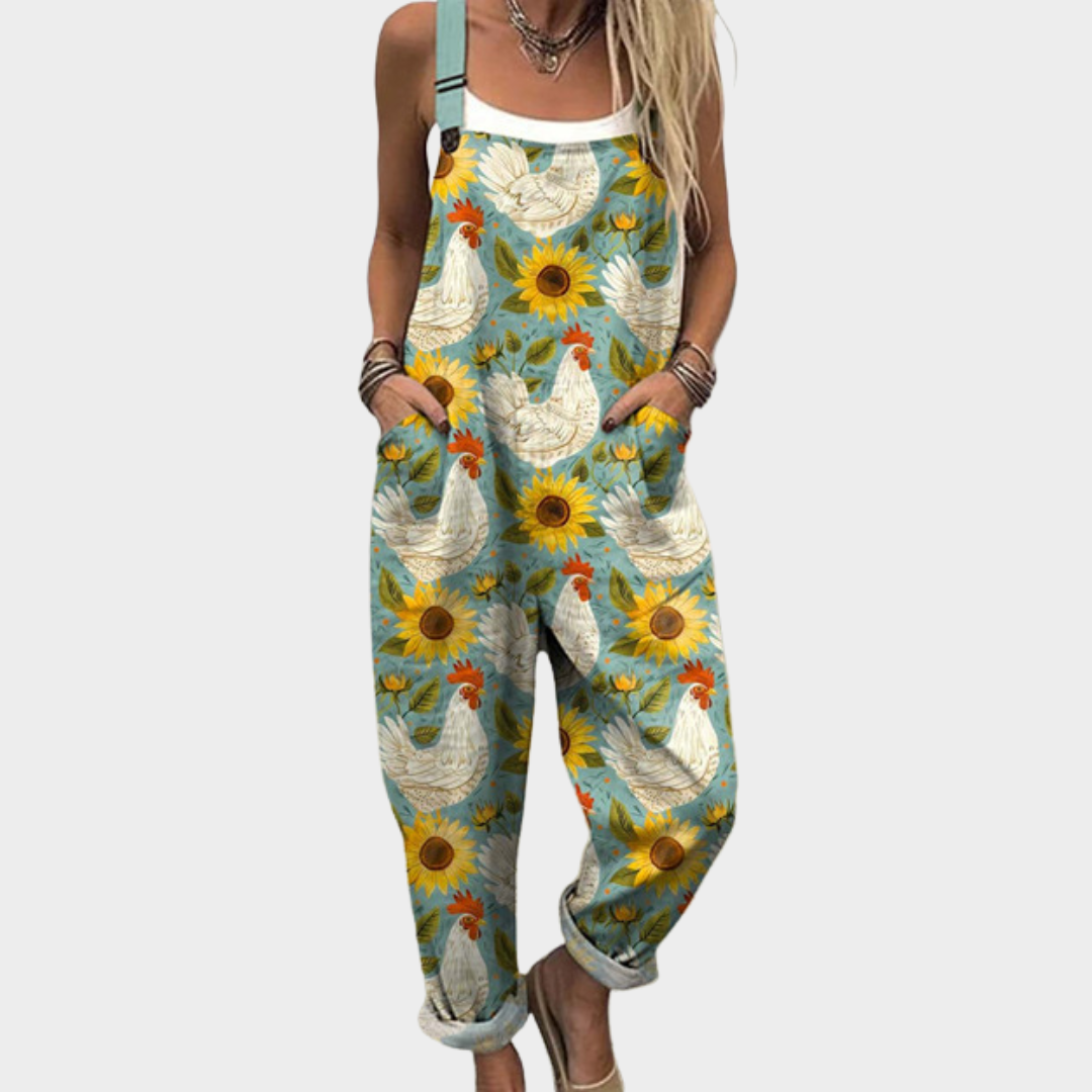 Comoda tuta de trabajo estampada de la marca Lucia & Bianca, pantalón y chaqueta con diseño funcional y cómodo para laborar.