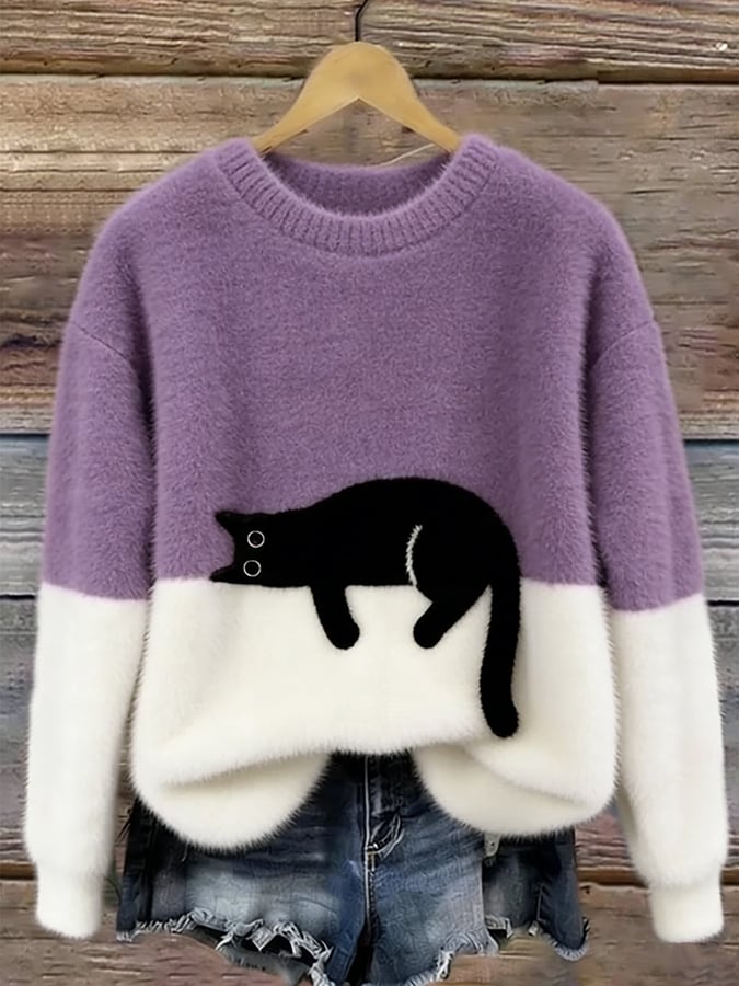 Luna | Sudadera de mujer con estampado de gato - Gala Martínez