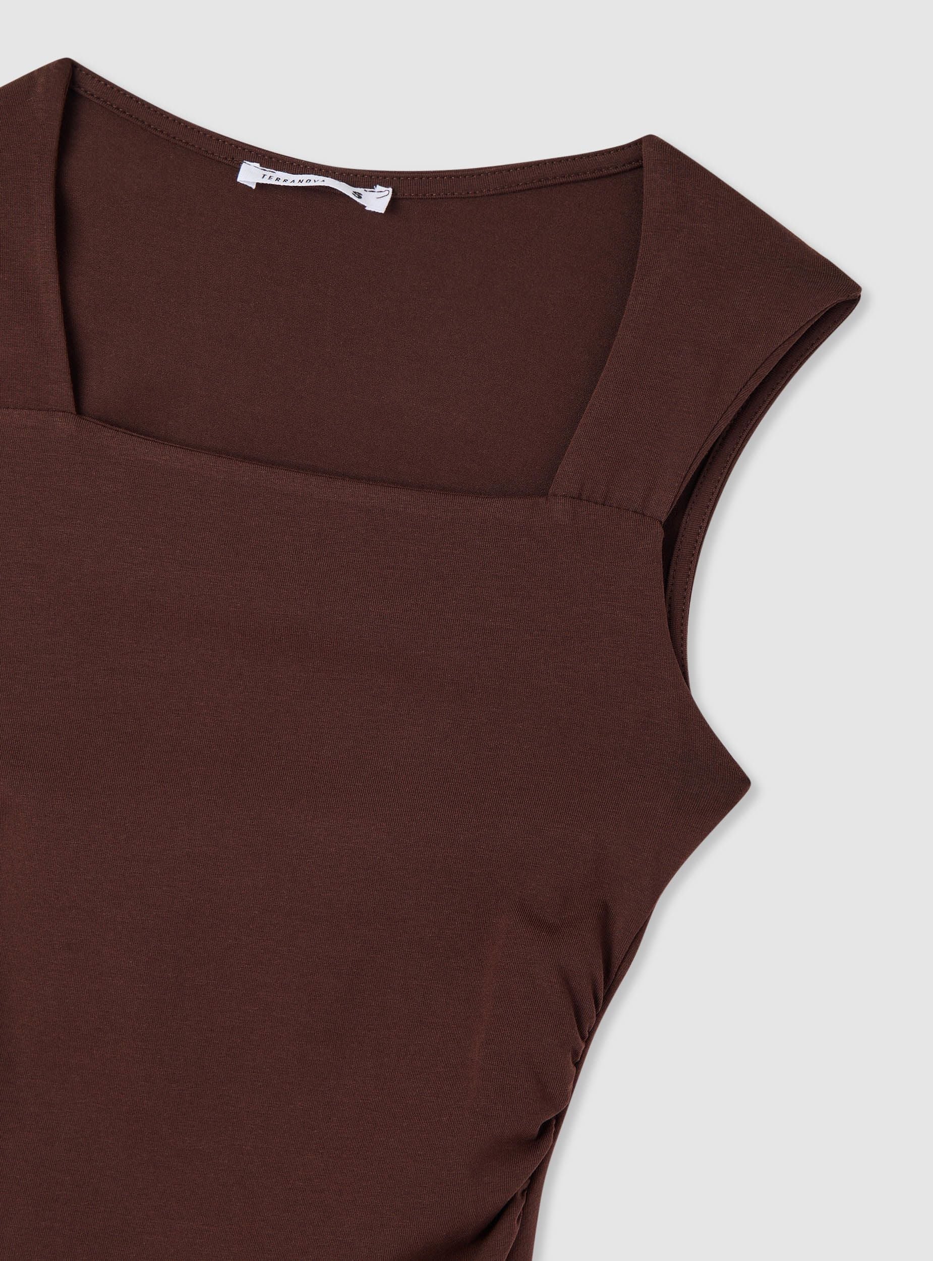 Vestito skater a tinta unita con arricciature - Gala Martínez