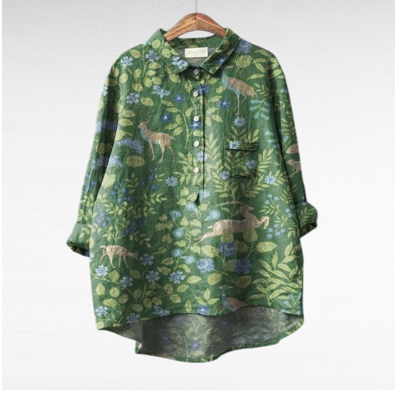 Blusa de verano elegante Claire de Maison Vellin Paris, con diseño ligero y detalles sofisticados, perfecta para el verano.