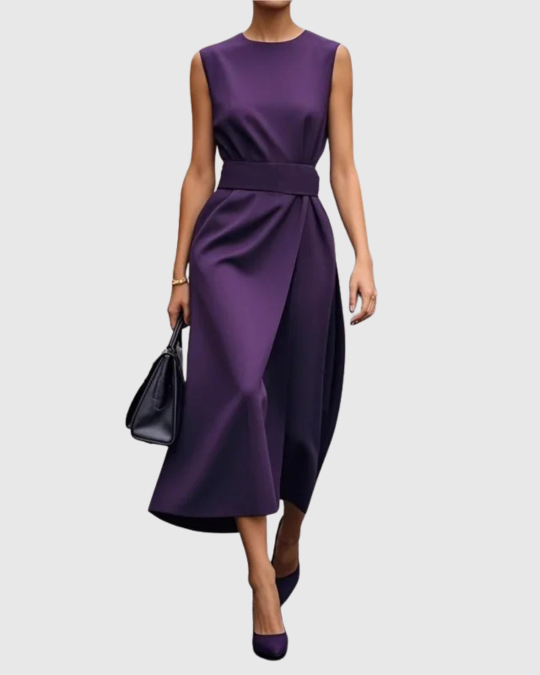 Vestido elegante Aubrielle™ de Atelier Vera Forma Milano con cuello redondo, diseño sofisticado y tejido de alta calidad.