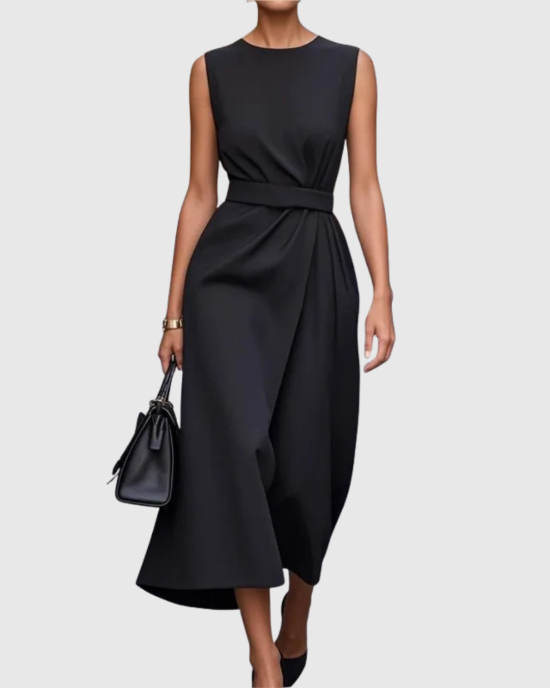 Vestido elegante Aubrielle™ de Atelier Vera Forma Milano con cuello redondo, tejido de alta calidad y diseño sofisticado.