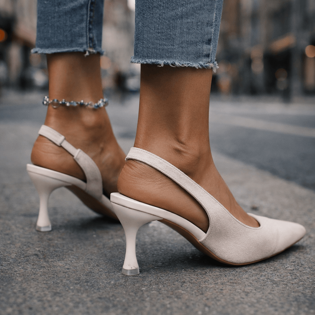 Tacones Calira Sling de Atelier Vera Forma Milano, con tiras y tacón alto, en color negro.