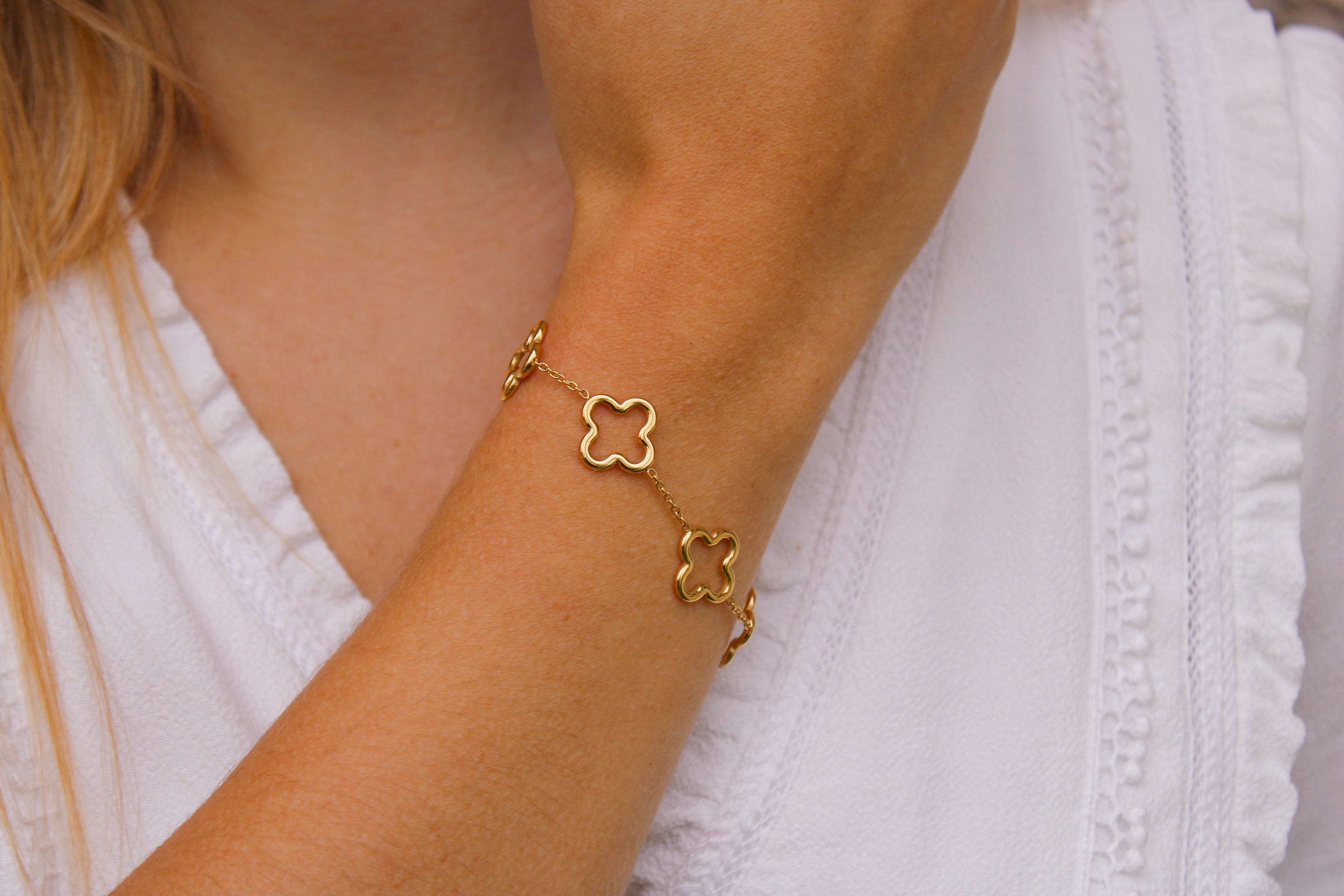 Catherine | Pulsera con tréboles de acero inoxidable - Gala Martínez