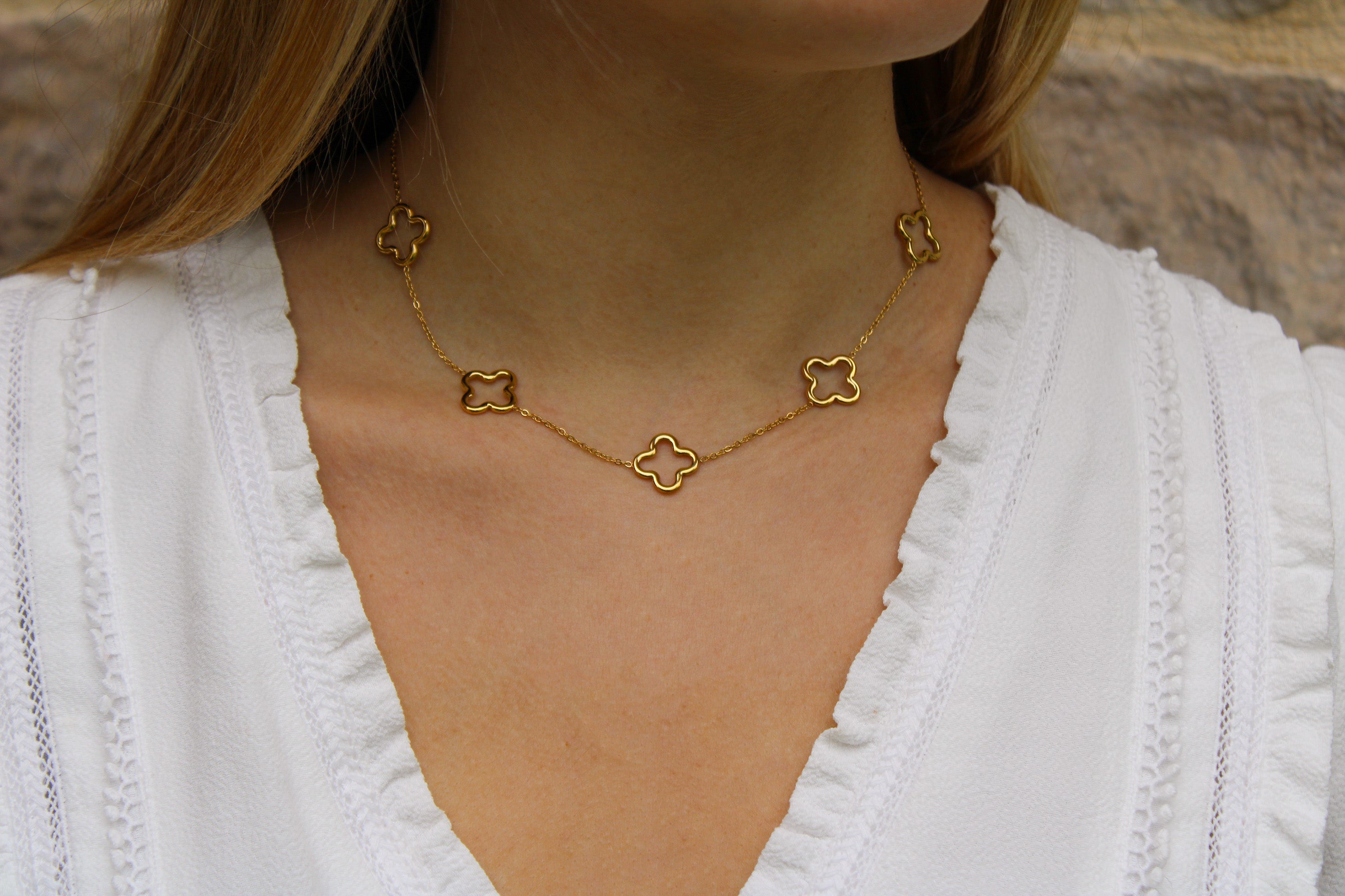 Catherine | Collar de tréboles de acero inoxidable - Gala Martínez