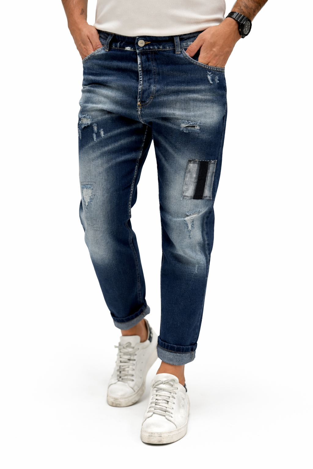 Jeans carrot fit DSQ toppa para hombre, pantalones de mezclilla de corte ajustado y estilo moderno, color azul.