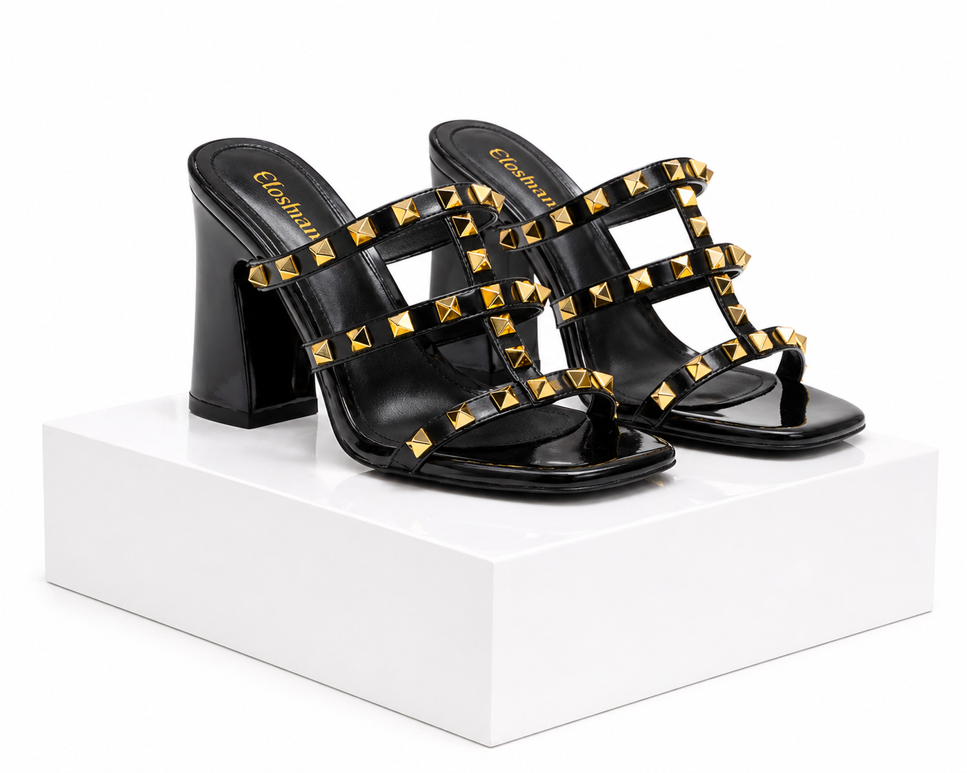 Tacones de bloque Atelier Vera Forma Milano, diseñados por Marcella, en color negro con detalles elegantes y suelas resistentes.