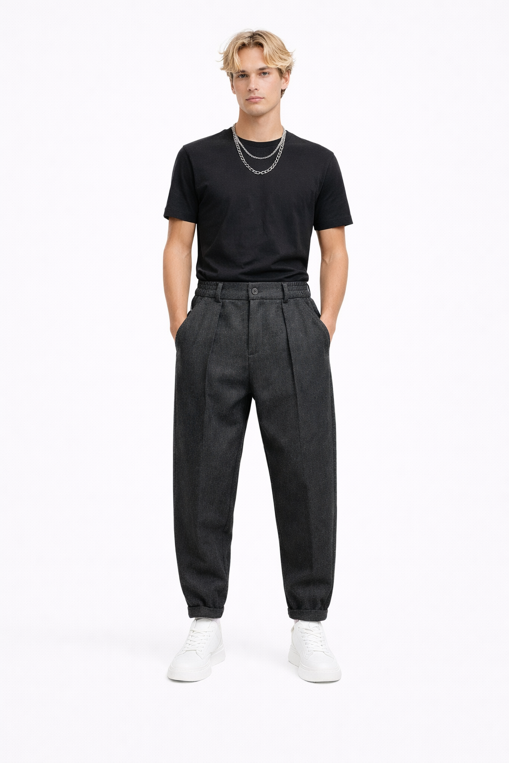 Karlson Berlin Harvey Elite Komfort-Hose in a relaxed fit, showcasing soft fabric and tailored design in neutral color.