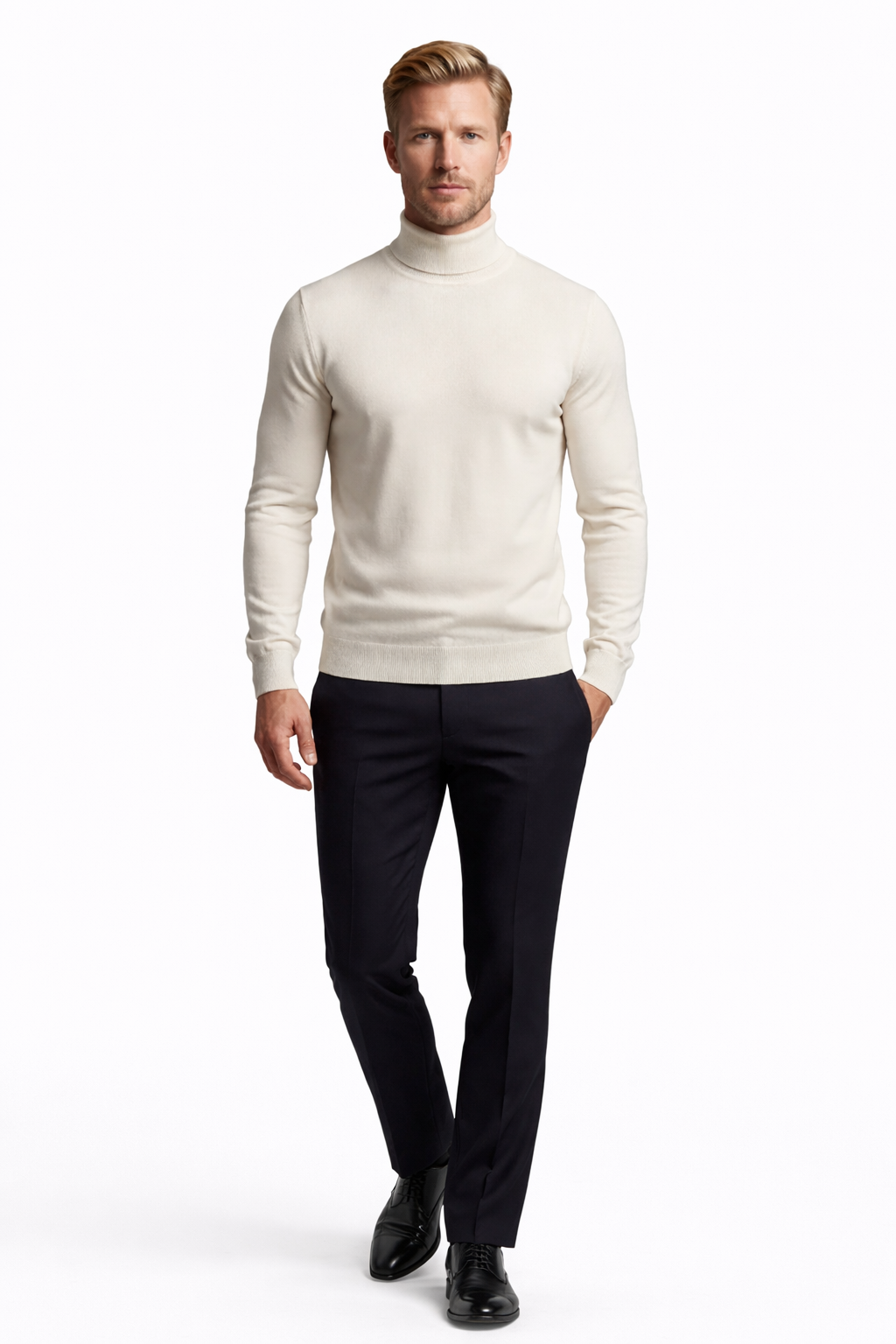 Jersey de cuello alto Marvin de Karlson Berlin en color neutro, con diseño clásico y tejido suave para hombre.