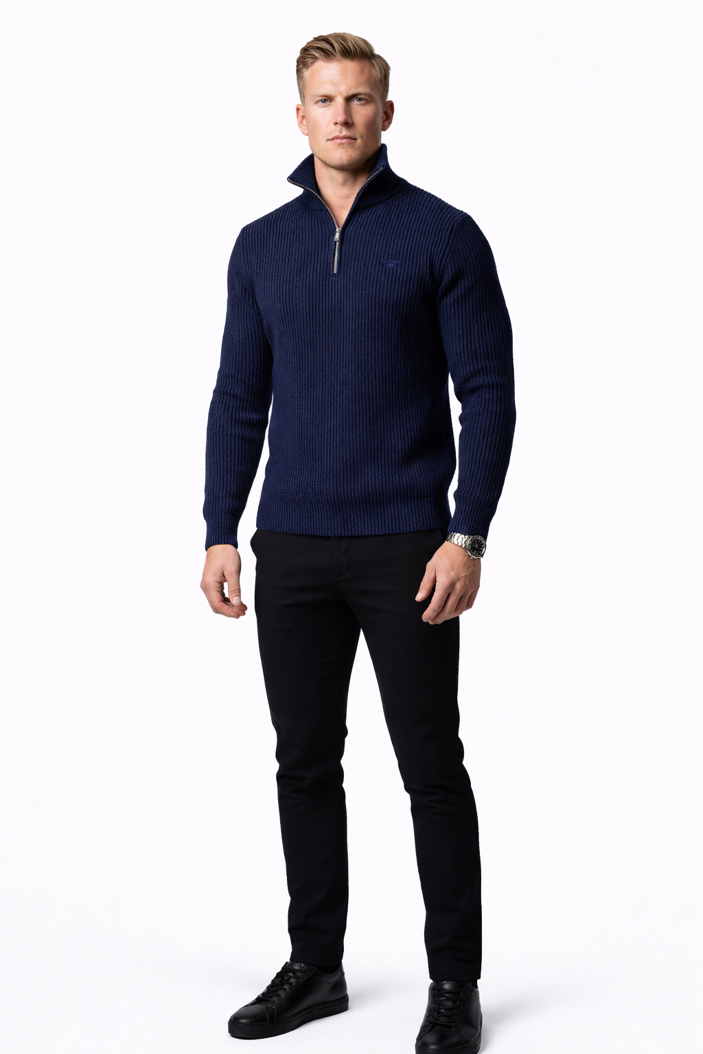 Jersey versátil de primera calidad Karlson Berlin Silas, de color gris, con cuello redondo y acabado suave.