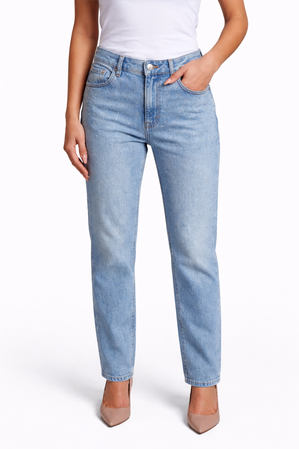 Baquero de mujer GUSAINO con cristales brillantes y detalles elegantes, diseño moderno y sofisticado.