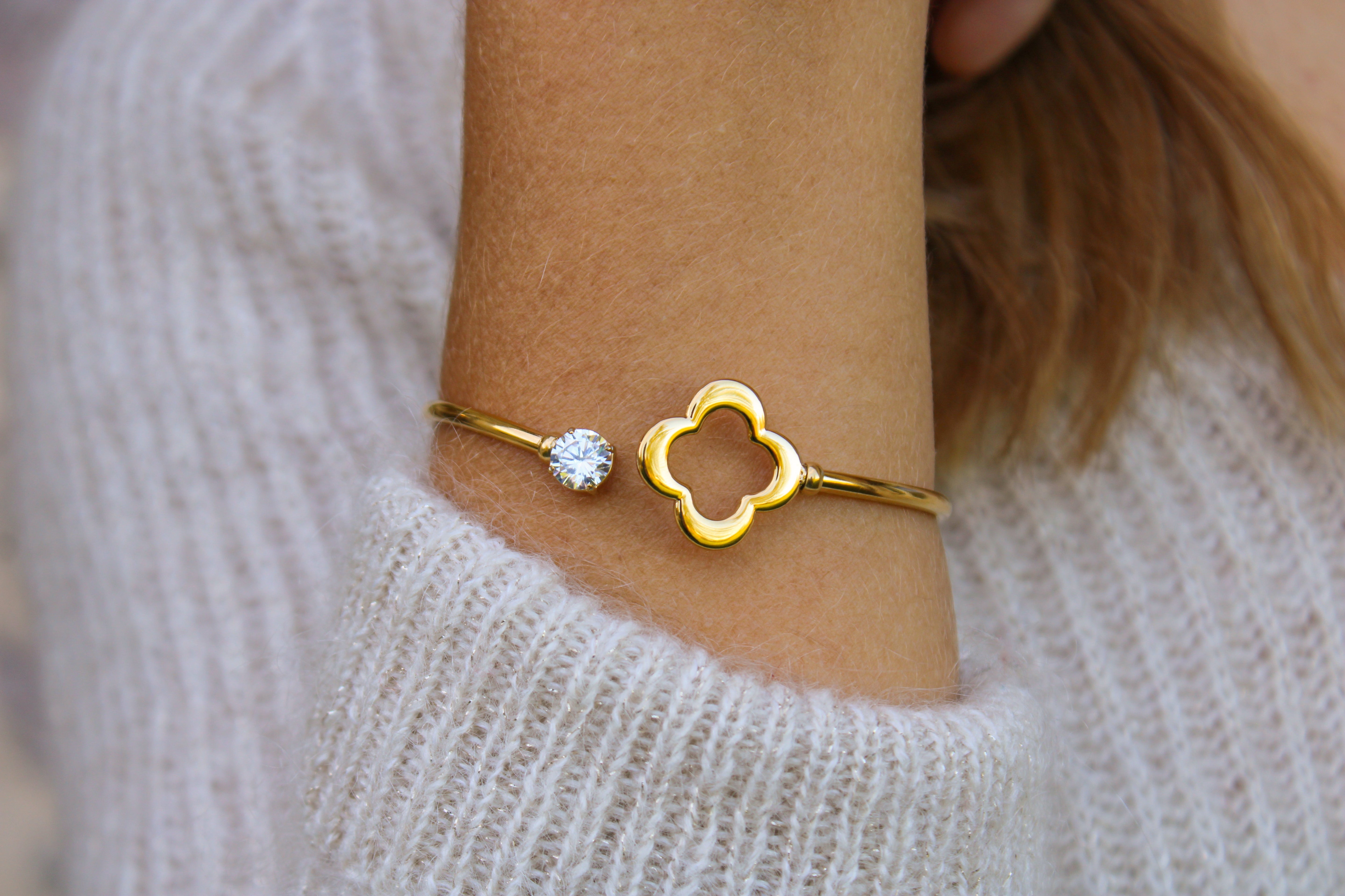 Maeva | Anillo de trébol de acero inoxidable y circones - Gala Martínez