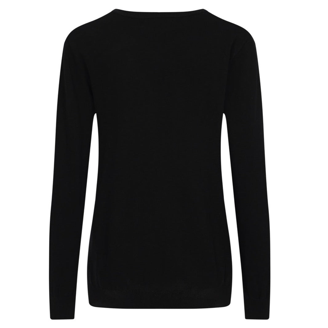 Women's black sweater with a lightning bolt design, featuring retro 60s MOD style and long sleeves by OXKNIT.