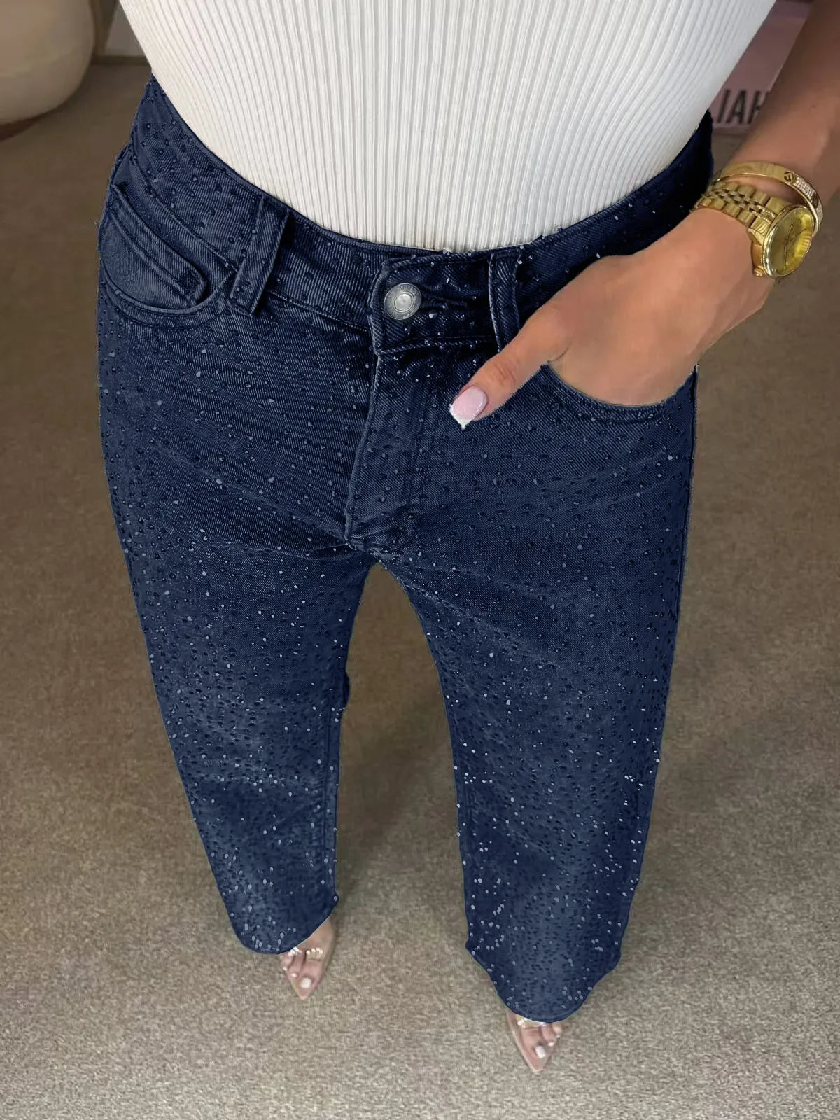 Women’s Rhinestone Denim Jeans - Gala Martínez