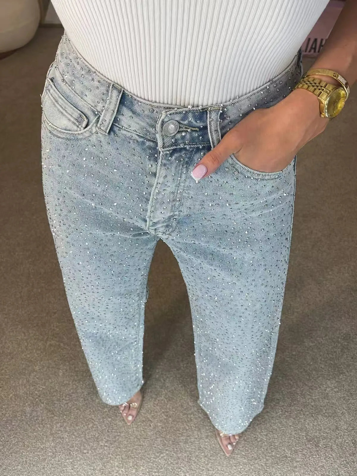 Women’s Rhinestone Denim Jeans - Gala Martínez