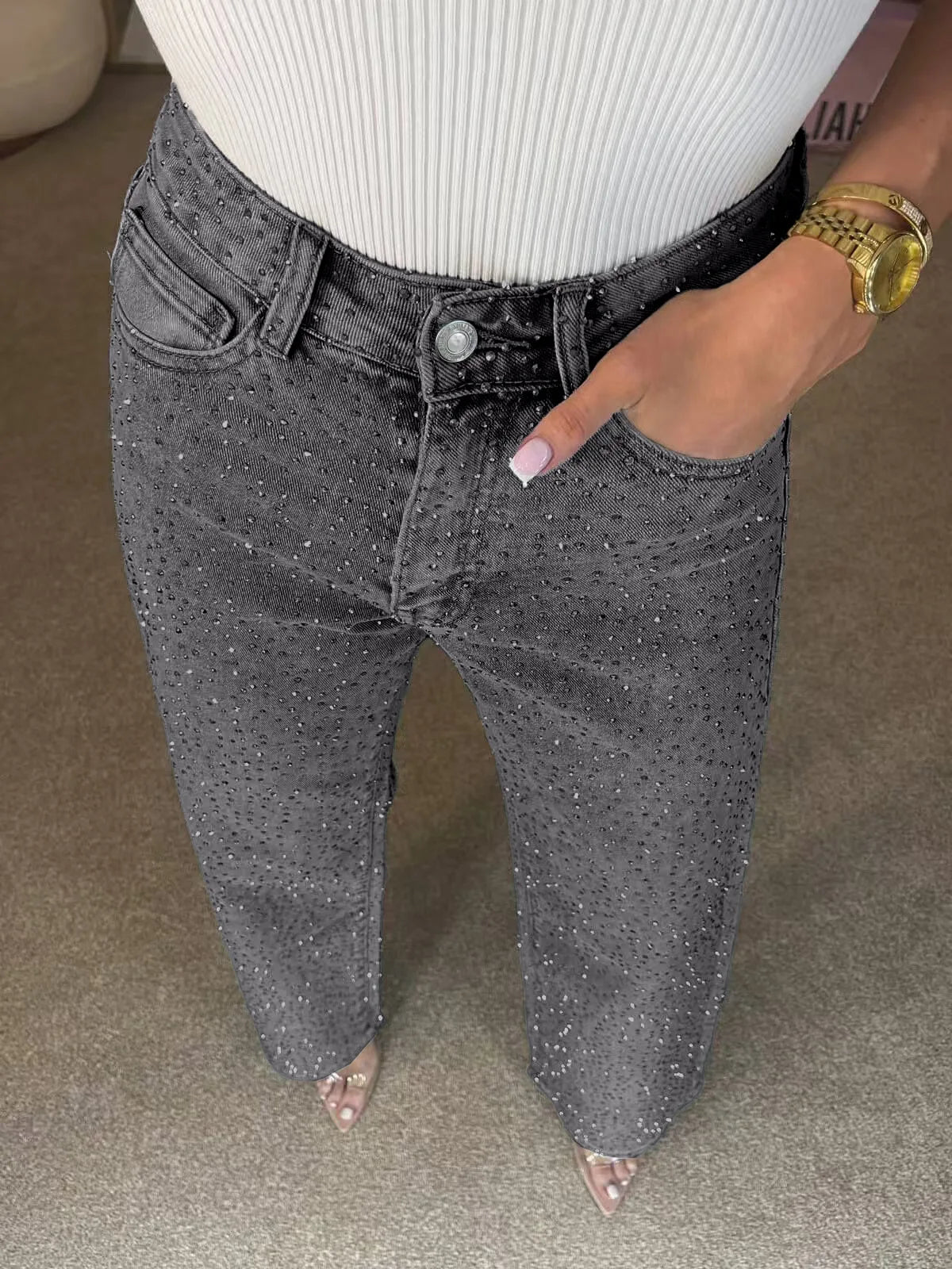 Women’s Rhinestone Denim Jeans - Gala Martínez