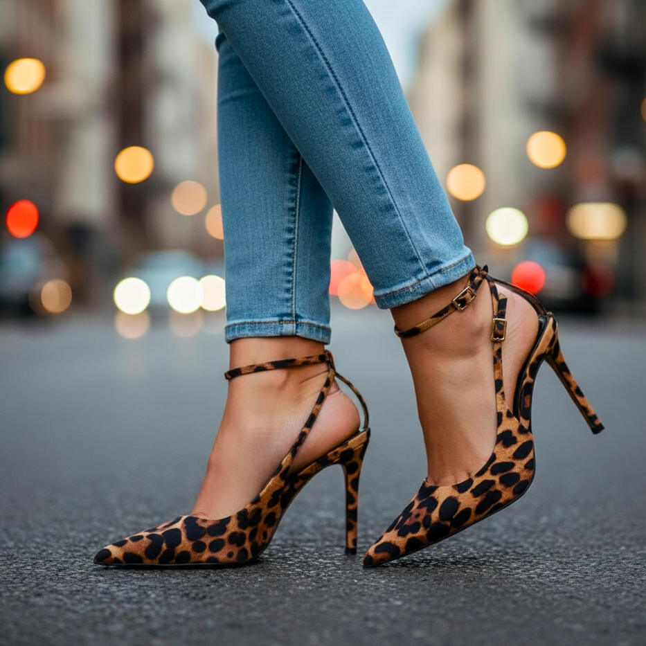 Tacones firmados Natalia Voss de Atelier Vera Forma Milano, zapatos de mujer con tacón alto y diseño elegante en color negro.